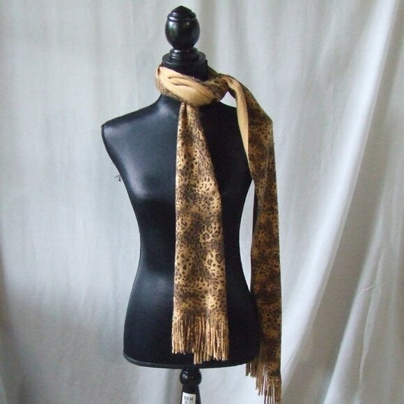 Leopard print scarf long fringes wild jungle cheetah cat accessories baddie - Picture 7 of 7